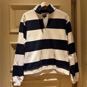 Navy and White - Men’s Striped Lightweight Pullover Sweatshirt - Noah NYC